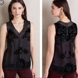 ✨Host Pick✨Anthropologie Fanya Black Velvet Top